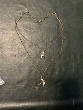 Layered Silver-Tone High Heel & Charm Pendant Necklace